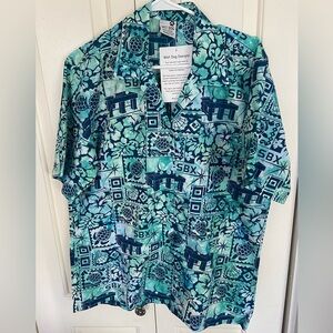 Wet Dog Designs 100% Cotton Hawaiian Button Up Shirt Size Medium-New